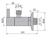 ALCAPLAST ARV001-GM-B ventil rohový guľový s filtrom, s rozetou, 1/2&quot; x 3/8&quot;, gun metal mat, ARV001-GM-B