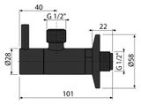 ALCAPLAST ARV003-BLACK ventil rohový guľový s filtrom, s rozetou, 1/2&quot; x 1/2&quot;, čierny matný, ARV003-BLACK