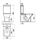 ALEA LARA WC a bidet (2 v 1) kombi s nádržkou s dual splachovaním, zadný/spodný odpad, biele, LR3641