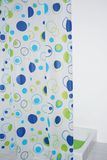 AQUALINE vinylový 180 x 200cm záves sprchový, farebné kruhy, biela/modrá/zelená, ZV027