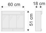 AQUALINE SAPHIR 60 x 18 x 51cm galérka plastová s osvetlením, biela, 591322