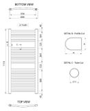 AQUALINE ALYA 60 x 111cm 416W kúpeľňový radiátor oblý, bočné pripojenie, chróm, LLC202
