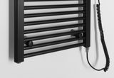 AQUALINE DIRECT-E 45 x 132cm 400W rovný kúpeľňový radiátor pre elektrické vykurovanie, komplet, čierny matný, ILE34TB