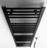 AQUALINE DIRECT-E 45 x 132cm 400W rovný kúpeľňový radiátor pre elektrické vykurovanie, komplet, čierny matný, ILE34TB