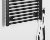 AQUALINE DIRECT-E 60 x 132cm 600W rovný kúpeľňový radiátor pre elektrické vykurovanie, komplet, čierny matný, ILE36TB