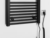 AQUALINE DIRECT-E 45 x 96cm 300W rovný kúpeľňový radiátor pre elektrické vykurovanie, komplet, čierny matný, ILE94TB