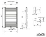 AQUALINE STING 45 x 81,7cm 328W oblý kúpeľňový radiátor, stredové pripojenie, biely, NG408