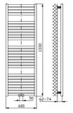 AQUALINE TONDI 60 x 133cm 730W kúpeľňový radiátor rovný, stredové pripojenie, biely, DT480T