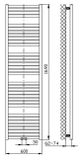 AQUALINE TONDI 60 x 169cm 930W kúpeľňový radiátor rovný, stredové pripojenie, biely, DT490T
