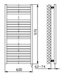 AQUALINE TONDI-E 60 x 97cm 400W kúpeľňový radiátor elektrický, komplet, biely, DE460T
