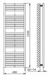AQUALINE TONDI-E 45 x 133cm 500W kúpeľňový radiátor elektrický, komplet, biely, DE470T