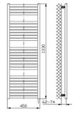 AQUALINE TONDI-E 45 x 133cm 500W kúpeľňový radiátor elektrický, komplet, čierny, DE476T