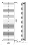 AQUALINE TONDI-E 60 x 133cm 600W kúpeľňový radiátor elektrický, komplet, biely, DE480T