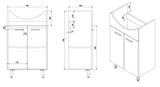AQUALINE ZOJA 50,8 x 30 x 74cm skrinka pod umývadlo závesná, dub platin, 51057