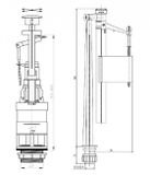 SAPHO set ventil napúšťací a ventil splachovací duálny k WC nádržkám, SSUV12