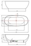 AQUALINE DOURO 180 x 81,5cm vaňa voľne stojaca oválna, celopanel, so sifónom, akrylát, E1880