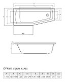 AQUALINE OPAVA 170 x 70cm ľavá vaňa asymetrická, akrylátová, C1770