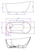 AQUALINE TISA 150 x 75cm vaňa voľne stojaca oválna, celopanel, so sifónom, akrylát, E1575