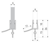 AQUATEK tesnenie spodné 4 pre sklo 6mm, dĺžka 200cm, PVC, S-4-6