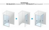 AQUATEK YES BLACK B1 80cm dvere do niky alebo do kombinácie / sprchový kút rohový, profil čierny, sklo číre, YESBLACKB180CR62