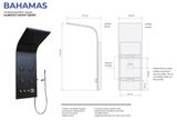 AQUATEK BAHAMAS hydromasážny sprchový panel hliníkový, termostatická batéria, čierny matný, HPBAHAMASTB