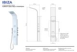 AQUATEK IBIZA hydromasážny sprchový panel hliníkový, termostatická batéria, biely lesklý, HPIBIZATB