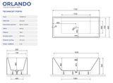AQUATEK ORLANDO 170 x 80cm vaňa voľne stojaca, akrylátová, celopanel, VANAORLANDO