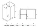 BESCO INDRE WALK IN 140 x 90cm obdĺžnikový sprchový kút bezdverový, profil chróm, sklo číre, IW-140-90-195-C