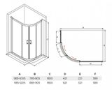 BESCO MODERN 100 x 80cm oblúkový asymetrický sprchový kút, výška 185cm, profil chróm