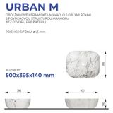 CERAMICA LATINA URBAN M 50 x 39,5cm umývadlo na dosku zaoblené obdĺžnikové, keramické, textúra mramoru