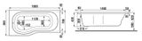 JIKA TIGO 160 x 80cm vaňa ľavá asymetrická, akrylátová, biela, H2212100000001