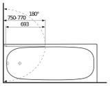 JIKA CUBITO PURE 75cm pravá vaňová zástena sklápacia jednodielna, profil striebro, sklo číre, H2564250026681