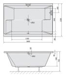 POLYSAN DUPLA 180 x 120cm vaňa obdĺžniková dvojmiestna s podpornou konštrukciou, akrylátová, 13711
