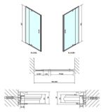 POLYSAN EASY LINE 76 - 90cm dvere do niky / sprchový kút obdĺžnikový rohový, profil chróm, sklo brick, EL1638