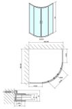 POLYSAN EASY LINE 90cm sprchový kút štvrťkruhový, hliník lesklý, sklo brick, EL2638