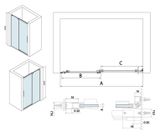 POLYSAN THRON LINE SQUARE 140cm dvere do niky / sprchový kút obdĺžnikový rohový, profil chróm, sklo číre, TL5014-5002