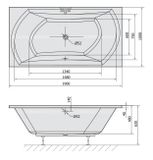 POLYSAN SALSA 190 x 100cm vaňa obdĺžniková dizajnová dvojmiestna, akrylátová, 44119