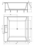 POLYSAN CAME 175 x 175cm vaňa štvorcová štvormiestna s podpornou konštrukciou, akrylátová, 23611