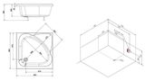 POLYSAN CARMEN 90cm sprchová vanička štvorcová hlboká s konštrukciou, akrylát, 29711