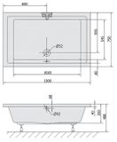 POLYSAN DEEP 130 x 75cm sprchová vanička obdĺžniková hlboká (minivaňa), akrylát, 72942