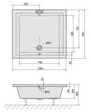 POLYSAN DEEP 100 x 90cm sprchová vanička obdĺžniková hlboká (minivaňa) s konštrukciou, akrylát, 72349