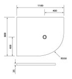POLYSAN FLEXIA 110 x 80cm ľavá sprchová vanička štvrťkruhová plochá asymetrická, extra nízka, liaty mramor, 91261
