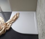 POLYSAN LUSSA 90cm sprchová vanička štvrťkruhová R500, nízka so skrytým sifónom, liaty mramor, 78736
