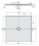 POLYSAN MIRAI 100cm sprchová vanička štvorcová pod obklad, plochá, extra nízka, liaty mramor, 73166