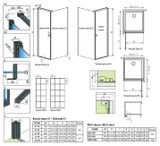 RADAWAY NES BLACK KDJ I FACTORY 100cm ľavé dvere do kombinácie / sprchový kút rohový, profil čierny, sklo factory, 10022100-54-55L