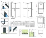 RADAWAY NES BLACK KDJ I FRAME 90cm ľavé dvere do kombinácie / sprchový kút rohový, profil čierny, sklo frame, 10022090-54-56L