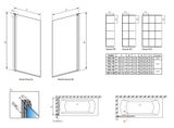 RADAWAY NES BLACK PNJ I FRAME 100cm ľavá vaňová zástena sklápacia jednodielna, profil čierny, sklo frame, 10011100-54-56L