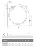 ROTH PROJECT DREAM-P 80cm sprchová vanička štvrťkruhová samonosná, so sifónom, akrylát, 8000099