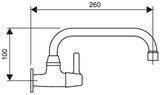SAMPLUS výtokový ventil nástenný, horná hubica, chróm, D220-2