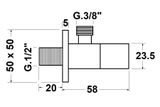 SAPHO ventil rohový 1/2&quot;x 3/8&quot; hranatý, chróm, SL111